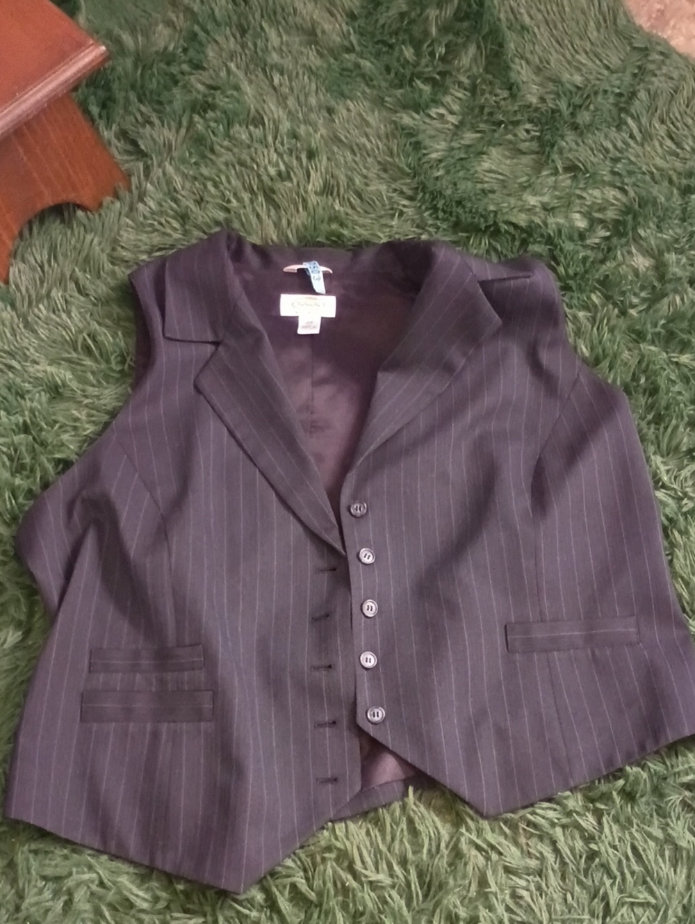Talbots Charcoal Pinstripe Women's Vest